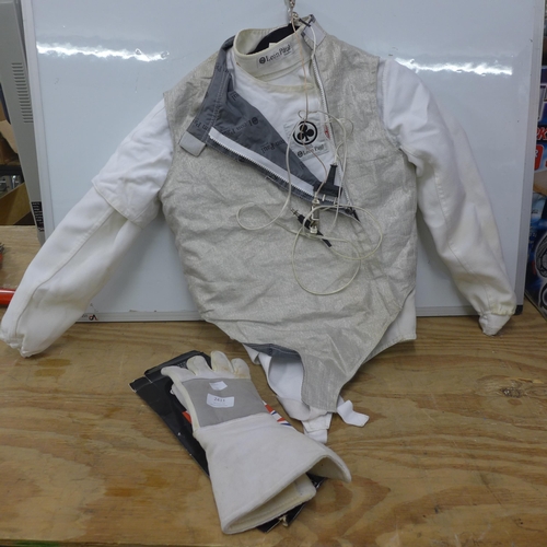 2411 - Leon Paul fencing outfit, gloves and foils  size small