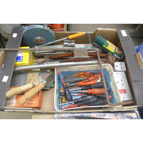 2005 - A box of hand tools and tool bag of spanners