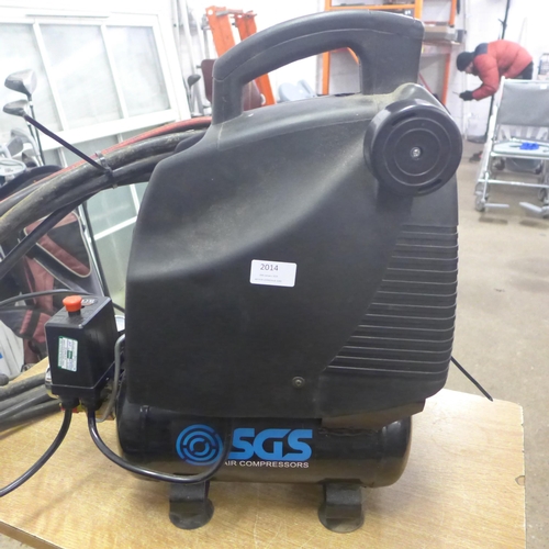 2014 - A SGS air compressor, model Sc6H with air hose and tire inflator