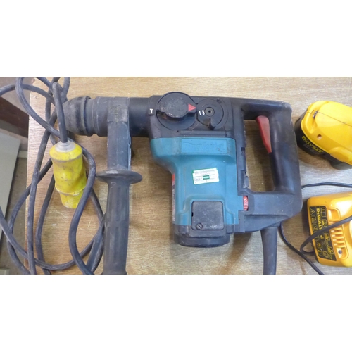 2032 - Two power tools, a Dewalt drill (model DW988) and a Makita HR3000 rotary hammer