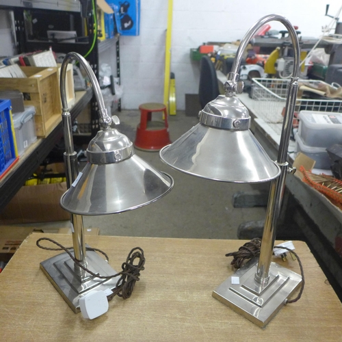 2069 - Two Art Deco style chrome desk lamps