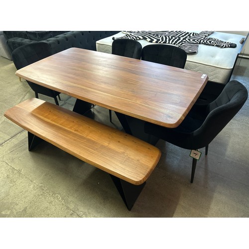 1548 - A Lucio 170cm dining table with a set of four Kos black velvet dining chairs and a Lucio bench  * th... 