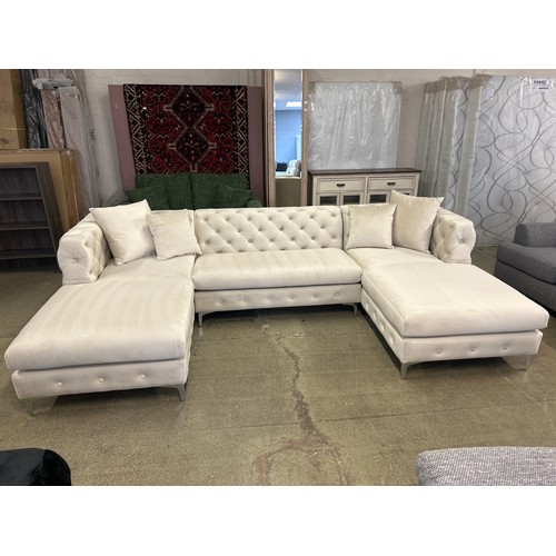 1573 - A Lario U-shaped brushed cream velvet upholstered sofa *This lot is subject to vat