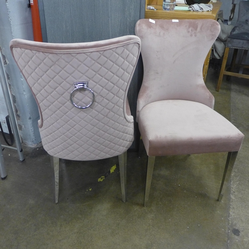 1507 - A pair of pink velvet Luna side chairs * This lot is subject to VAT