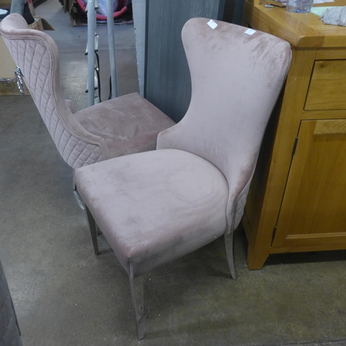 1507 - A pair of pink velvet Luna side chairs * This lot is subject to VAT