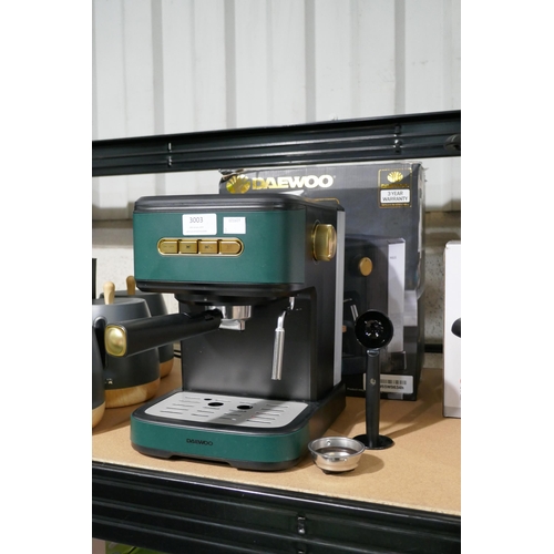 3003 - Daewoo dark green Espresso coffee machine * this lot is subject to VAT