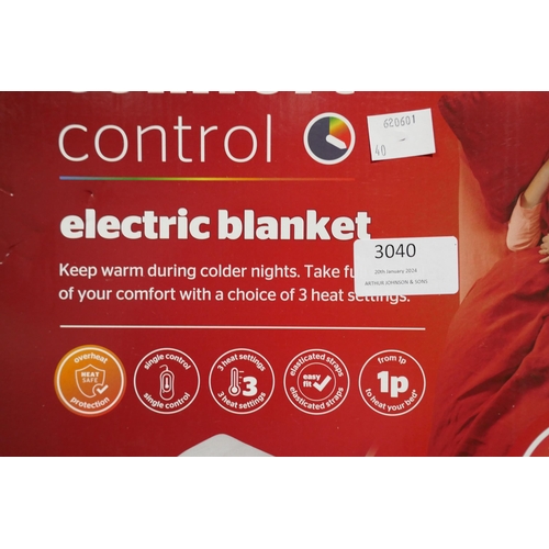 3040 - Silentnight Comfort Control double electric blanket - 120 x 135cm * this lot is subject to VAT