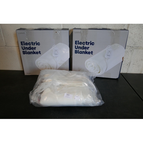 3087 - Three heated under blankets (2 x singles) * This lot is subject to VAT