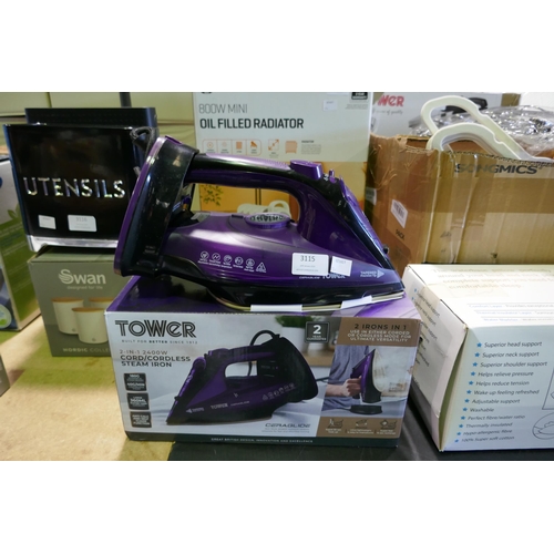 3115 - Tower 2-in-1 Cord/ Cordless 2400W steam iron * This lot is subject to VAT