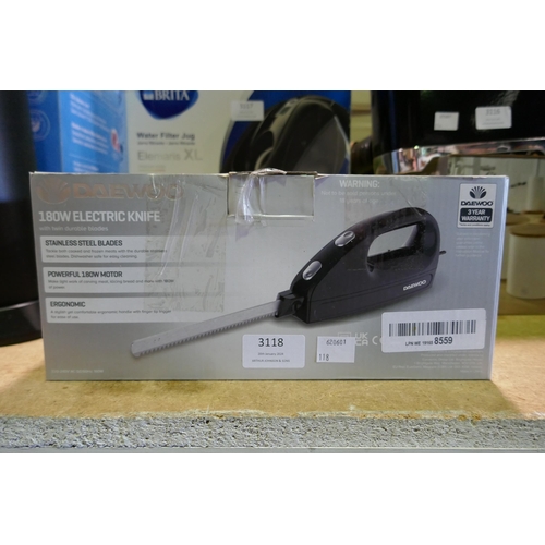 3118 - Daewoo 180w electric knife * This lot is subject to VAT