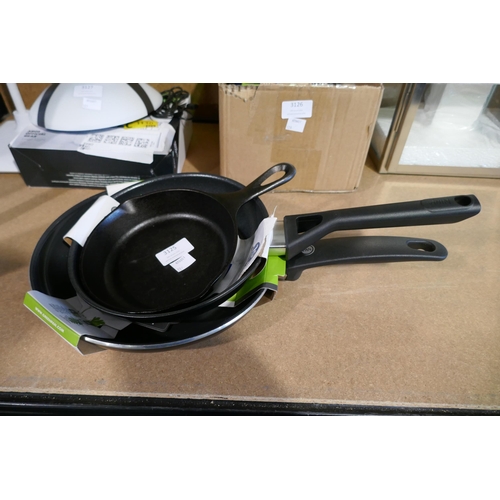 3125 - Three frying pans inc Ninja - mixed style and size * This lot is subject to VAT