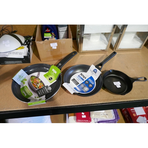 3125 - Three frying pans inc Ninja - mixed style and size * This lot is subject to VAT