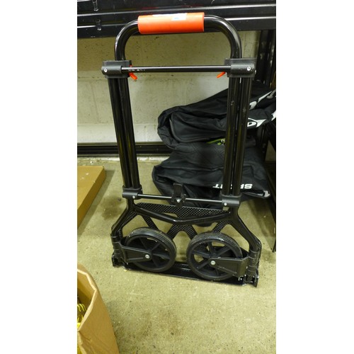 2101 - A folding sack trolley and a quantity of 7 spare sack trolley wheels