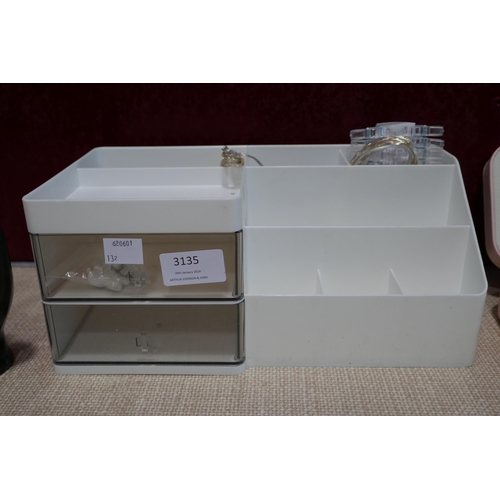 3135 - Open-out jewellery box, ring stand And Open out Make up Mirror * This lot is subject to VAT