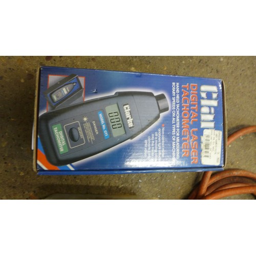 2110 - A Clark digital laser tachometer, two torches and milling cutters