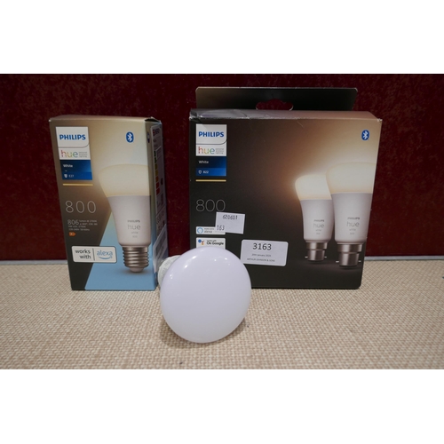 3163 - Philips hue light bulbs - E27 and B22 * This lot is subject to VAT