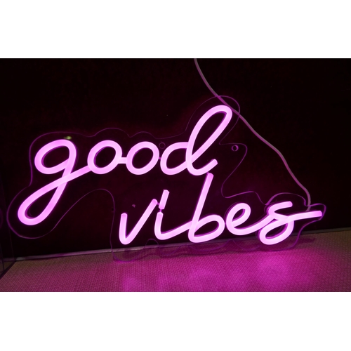 3176 - Three Neon illuminated signs inc Barbie / Good Vibes * This lot is subject to vat