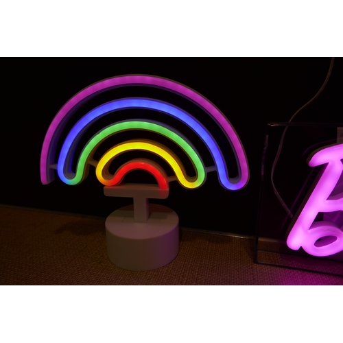 3176 - Three Neon illuminated signs inc Barbie / Good Vibes * This lot is subject to vat