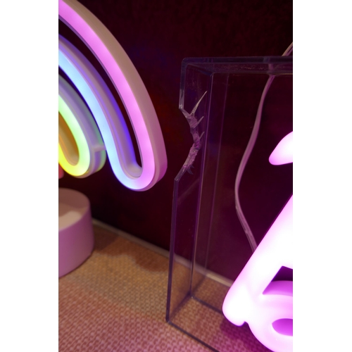 3176 - Three Neon illuminated signs inc Barbie / Good Vibes * This lot is subject to vat