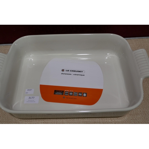 3177 - Le Creuset ceramic 32cm baking dish - Colour meringine  * This lot is subject to vat