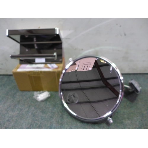 3391 - Bathroom wall mounted vanity mirror & toilet roll holder *This lot is subject to vat