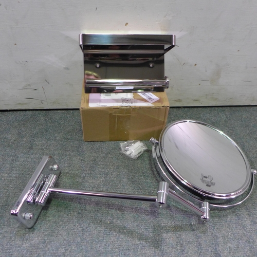 3391 - Bathroom wall mounted vanity mirror & toilet roll holder *This lot is subject to vat