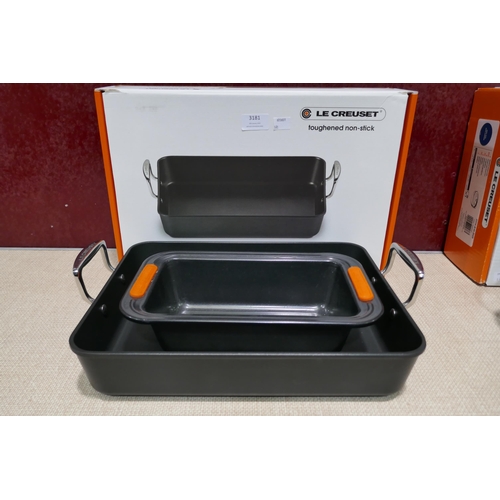 3181 - Le Creuset toughened non-stick rectangular roasting pan (35 x 27cm) and non stick loaf tin   * This ... 