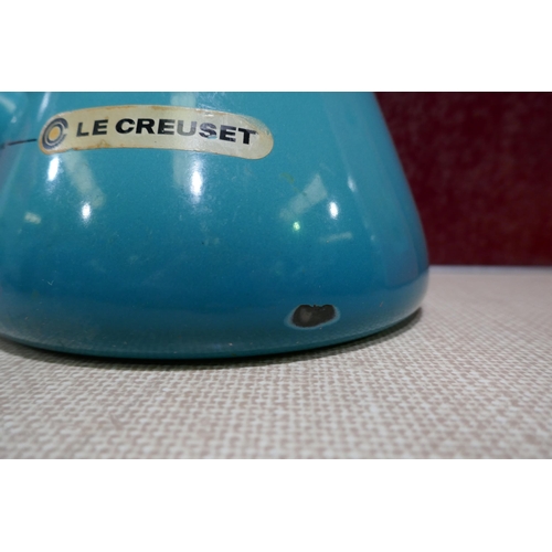 3187 - Le Creuset 1.6L blue kettle - worn/marked  * This lot is subject to vat