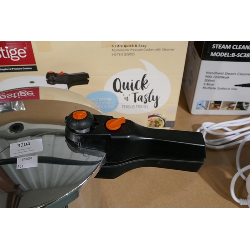 3204 - Prestige 6L aluminium pressure cooker and steamer *This lot is subject to vat