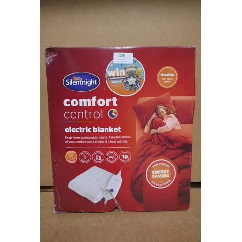 3230 - Silentnight Comfort Control double electric blanket, 120 x 135cm *This lot is subject to vat