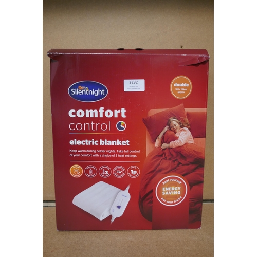 3232 - Silentnight Comfort Control double electric blanket, 120 x 135cm *This lot is subject to vat