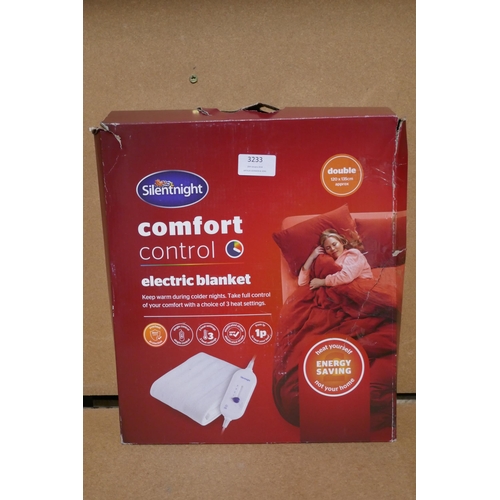 3233 - Silentnight Comfort Control double electric blanket, 120 x 135cm *This lot is subject to vat