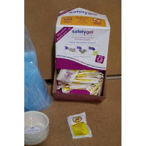 3241 - Assorted household items incl: Puppy Pads, large quantity of Silica gel sachets & a bin *This lot is... 