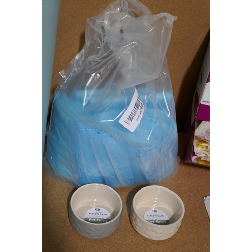 3241 - Assorted household items incl: Puppy Pads, large quantity of Silica gel sachets & a bin *This lot is... 