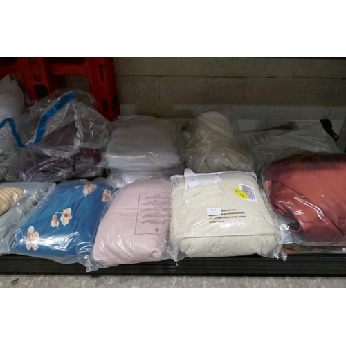 3261 - Quantity of soft furnishings, incl:cushion covers, blankets, bed linen, etc. *This lot is subject to... 