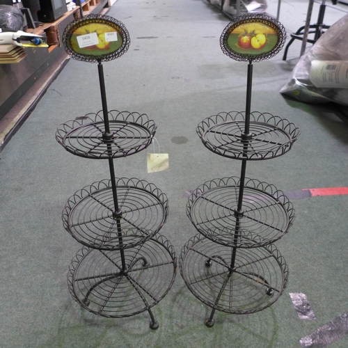 3408 - Two 3-tier wire metal cake stands