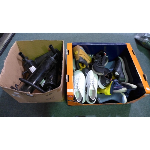 3410 - A box of inflatable pumps, Box of odd/single shoes, ex display  * This lot is subject to VAT