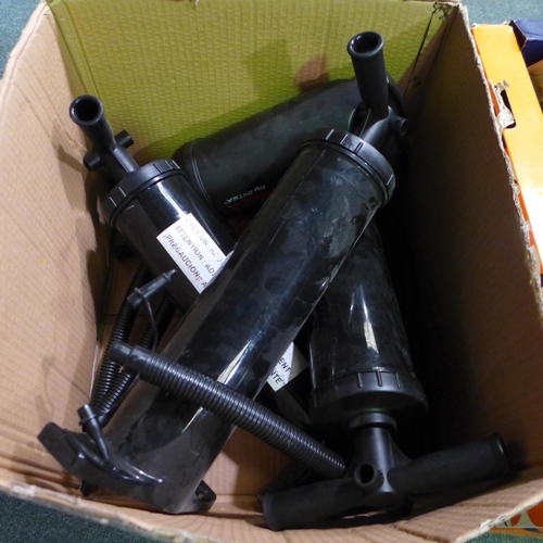 3410 - A box of inflatable pumps, Box of odd/single shoes, ex display  * This lot is subject to VAT