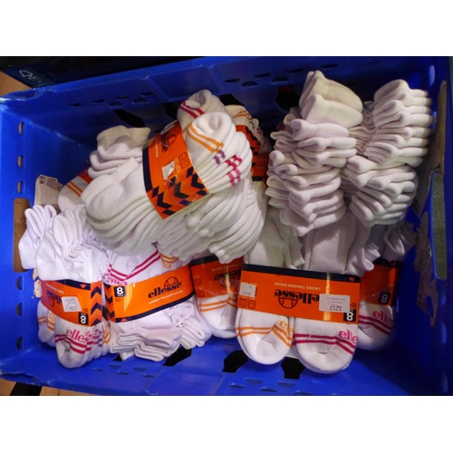 3418 - 15 packs of 8 women's Ellesse trainer socks - UK size 4-8 - white (120 pairs in total),  * This lot ... 