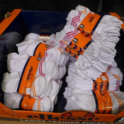 3420 - 20 packs of 8 women's Ellesse trainer socks - UK size 4-8 - white (120 pairs in total) * This lot is... 