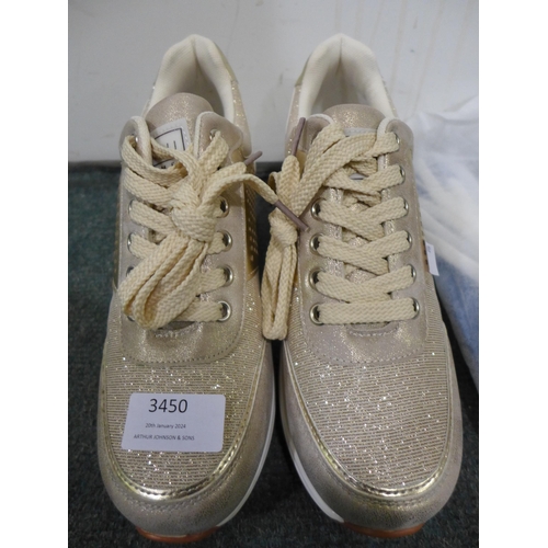 3450 - Anjou femme - gold heeled wedge trainers - size 38