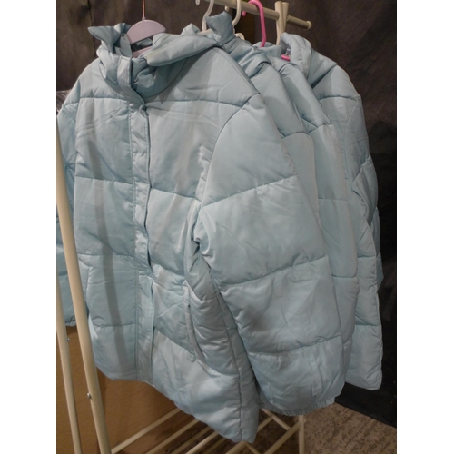 3467 - Four women's 'Very' pale blue hooded jackets - all size 12