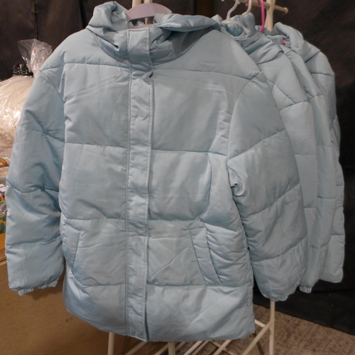 3467 - Four women's 'Very' pale blue hooded jackets - all size 12