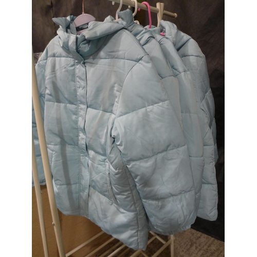 3468 - Four women's 'Very' pale blue hooded jackets - all size 12