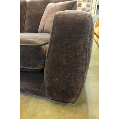 1327 - A coffee bean velvet two seater sofa