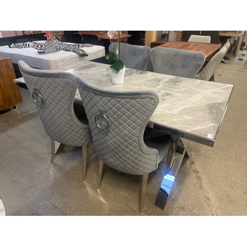 1416 - A Vanquish 165cm dining table and a set of four Luna grey velvet dining chairs  * this lot is subjec... 