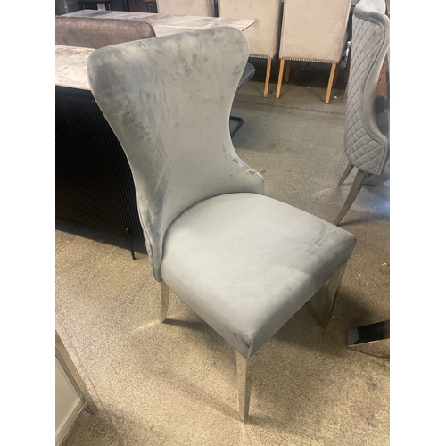 1416 - A Vanquish 165cm dining table and a set of four Luna grey velvet dining chairs  * this lot is subjec... 