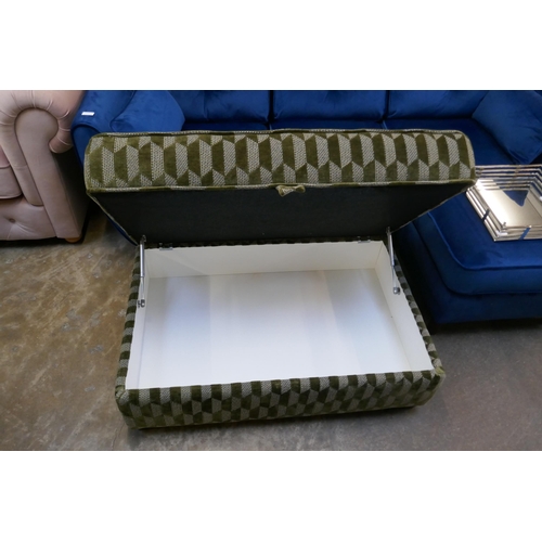 1419 - A green geometric upholstered footstool