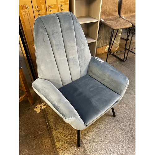 1423 - A Condor aqua velvet upholstered side chair