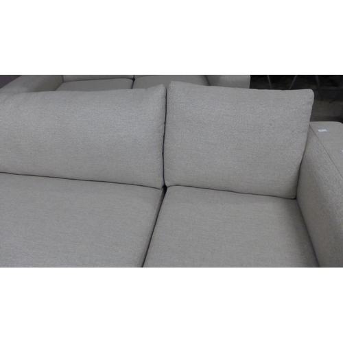 1438 - A sandstone weave L shaped sofa